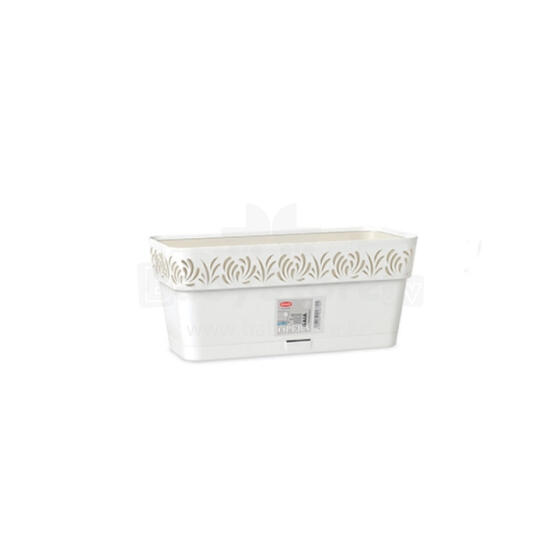 Flower box with tray Gaia 30x13x12cm white