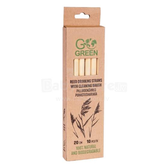 Compostable reed straw with brush Go Green 10 pcs/0,038kg 