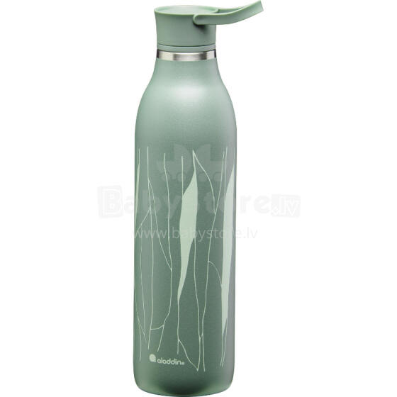 CityLoop Thermavac eCycle Water Bottle 0.6L recycled stainless. Steel / Greyish Green Leaf