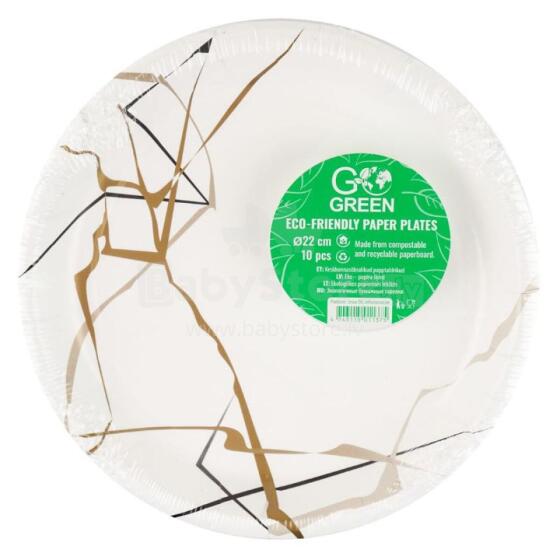 Ekoloģiski papīra šķīvji Marble Go Green &Oslash;22cm 10 gab./ 0,11kg 