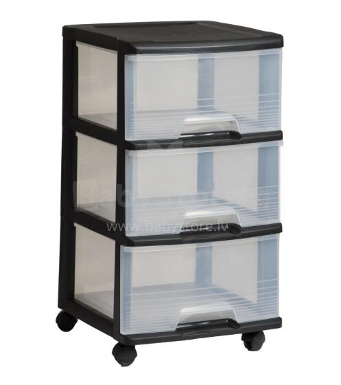 Система ящиков с 3 ящиками 20L Drawer System 37x39x61см черный / прозрачный