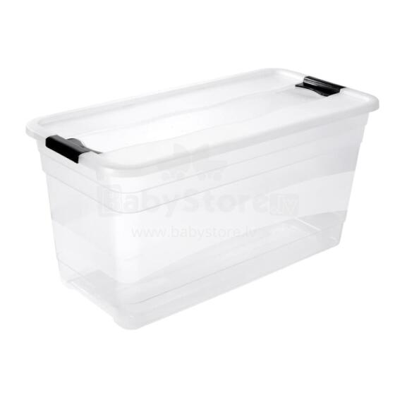 Box with lid crystalbox Cornelia 79,5x39,5x40cm 83L transparent