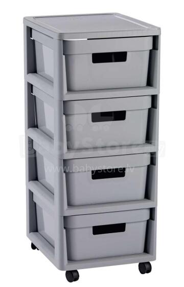 Infinity Chest on wheels with 4 boxes 11L 30x36x69cm grey