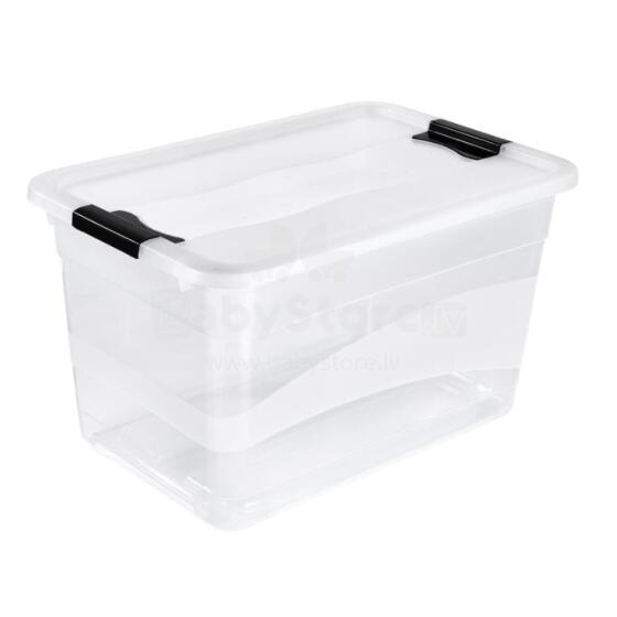 Box with lid crystalbox Cornelia 59,5x39,5x34cm 52L transparent