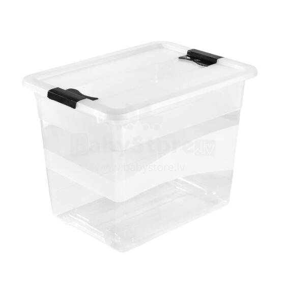 Box with lid crystalbox Cornelia 39,5x29,5x30cm 24L transparent