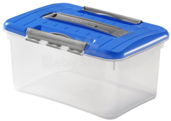 Box with lid and handle Hobby Optima 15L 37,4x28x21cm transparent/blue