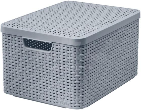 Box with lid Style L 43,6x32,6x23cm light grey