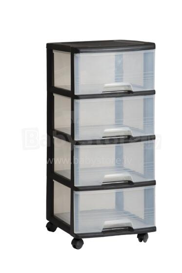 4 sahtliga sahtlis&uuml;steem 20L Drawer System 37x39x80,5cm must/l&auml;bipaistev 