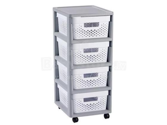 Infinity 4 compartment wheeled chest 11L 30x36x69cm grey/white