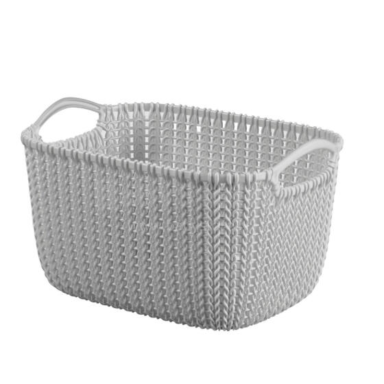 Basket Knit S rectangle 8L 30x22x17cm light grey