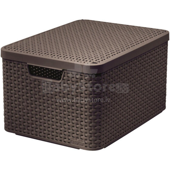 Box with lid Style L 43,6x32,6x23cm dark brown