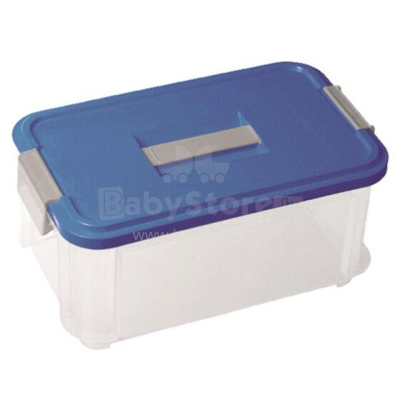 Box with lid and handle Hobby Vanity 9,5L 37x22x17,5cm transparent/blue