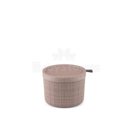 Basket with lid Jute round 2L &Oslash;17x13cm pink