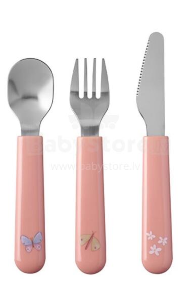 Little Dutch Cutlery Art.108033065243 Butterfly Galda piederumu komplekts karote, dakšiņa un nazis