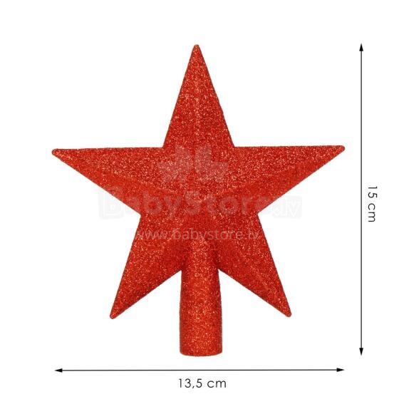 Ziemassvētku eglītes galotne Springos CA1196 15 cm , sarkana