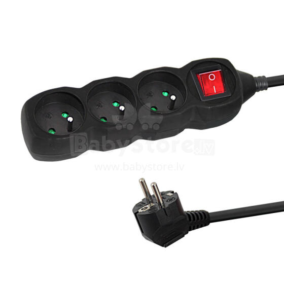 ESPERANZA POWER STRIP 3 SOCKETS SWITCH 3M BLACK