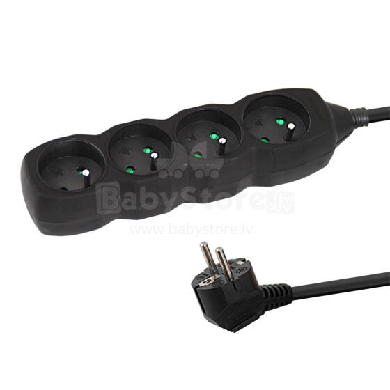 ESPERANZA POWER STRIP 4 SOCKETS 3M BLACK