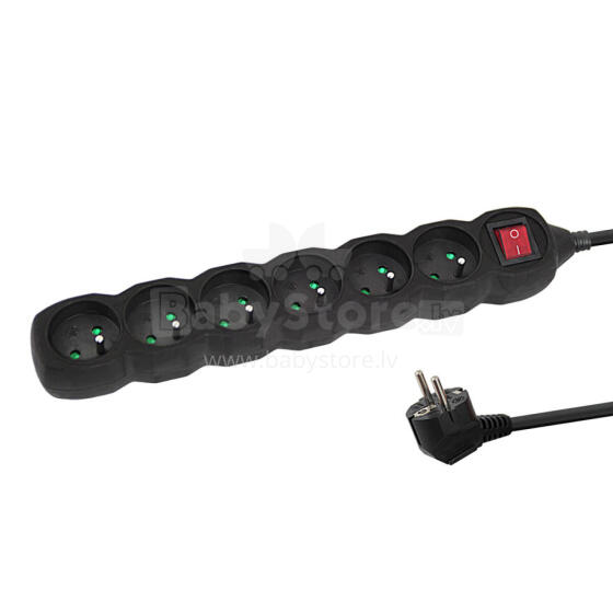 ESPERANZA POWER STRIP 6 SOCKETS SWITCH 3M BLACK