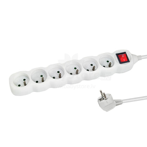 ESPERANZA POWER STRIP 6 SOCKETS SWITCH 3M WHITE