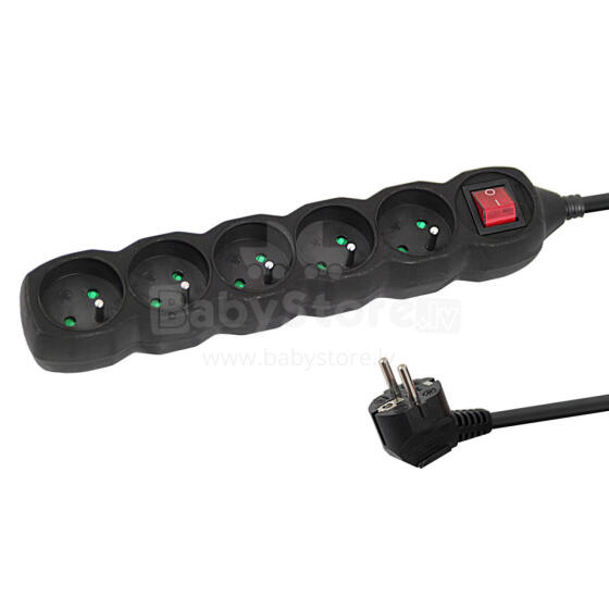 ESPERANZA POWER STRIP 5 SOCKETS SWITCH 3M BLACK