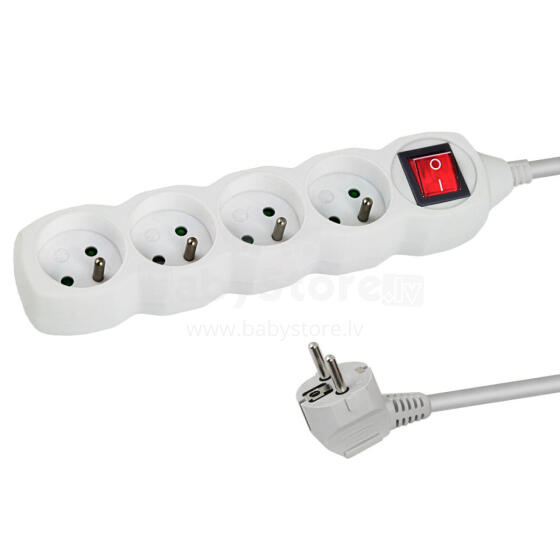 ESPERANZA POWER STRIP 4 SOCKETS SWITCH 3M WHITE