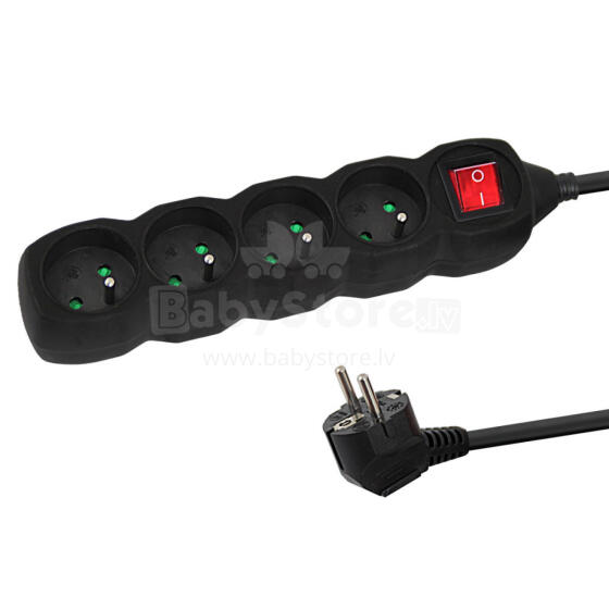 ESPERANZA POWER STRIP 4 SOCKETS SWITCH 3M BLACK