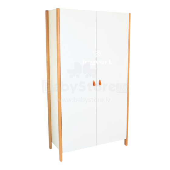 La Bebe™ Scandi Wardrobe Art.21057 White/Natural Divu durvju koka skapis