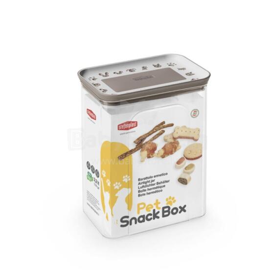 Rectangular hermetic container for pet food storage 2.2L 10x15.5x19.5cm white/light gray