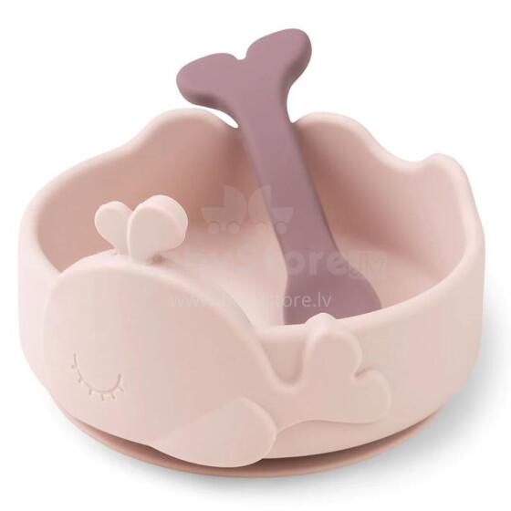 Silicone Stick&Stay bowl & baby spoon Wally Powder