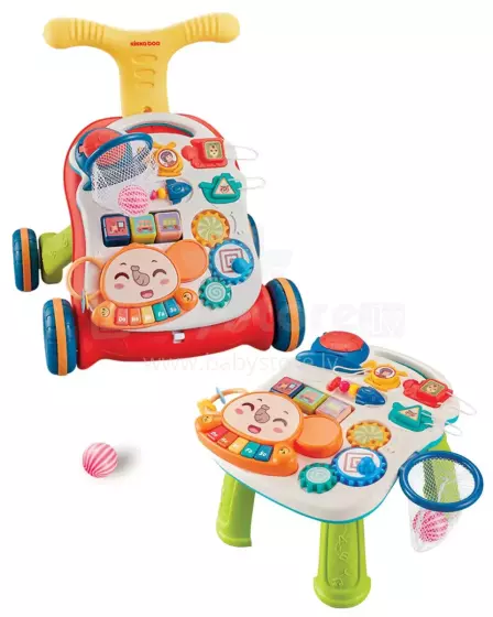 Kikkaboo Walker 3 in 1 Play Grow Art.214585 Red  Stumjamais staigulis-rotaļlieta
