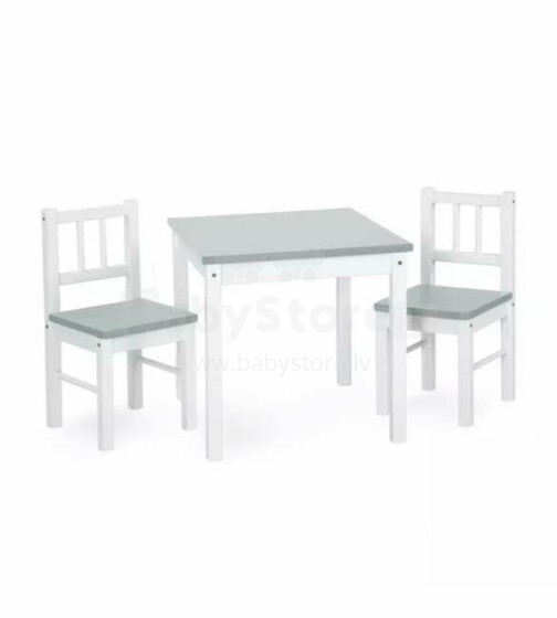 Galdiņš un divi krēsliņi JOY white/grey