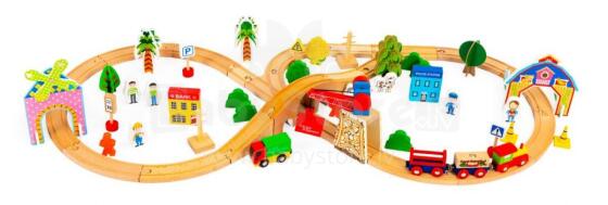 Ecotoys puidust rongikomplekt, 78 osa