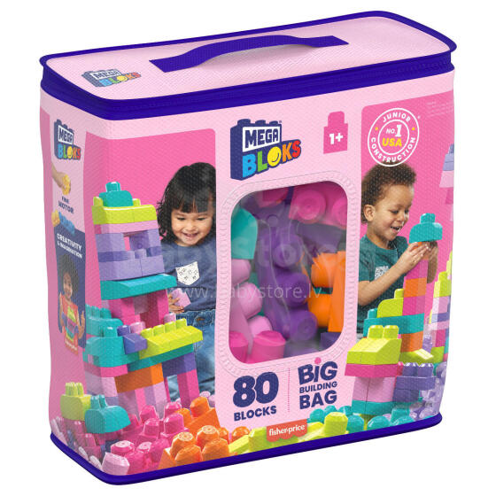 Mega Bloks® suur roosa klotsikott 80 tk