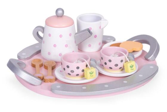 Ecotoys puidust teeserviis, roosa