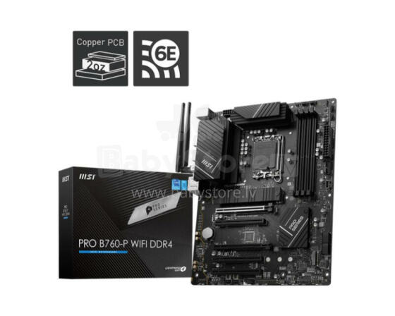 Mainboard MSI Intel B760 Express LGA1700 ATX Memory DDR4 Memory slots 4 5xPCI-Express 5.0 16x 2xM.2 1xHDMI 1xDisplayPort 4xUSB 2.0 2xUSB 3.2 1xUSB-C 1xPS/2 1xOptical S/PDIF 1xRJ45 5xAudio por