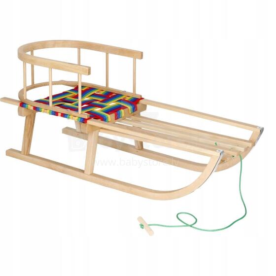 Bebe Basic Wood Sledge Art.SAN004  Деревянные санки с поддержкой спины и удобным сиденьем  90х32см.