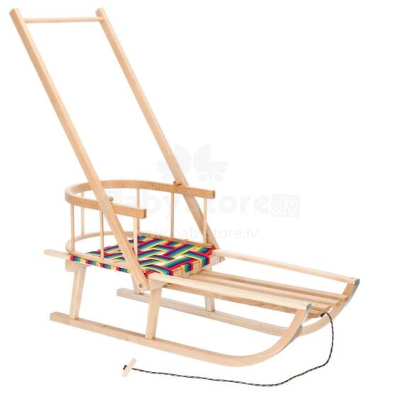 Bebe Basic Wood Sledge Art.SAN006 Деревянные санки со спинкой, сиденьем и ручкой 90 x 32 см