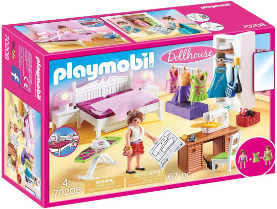 PLAYMOBIL DOLLHOUSE Bedroom with Sewing Corner 70208
