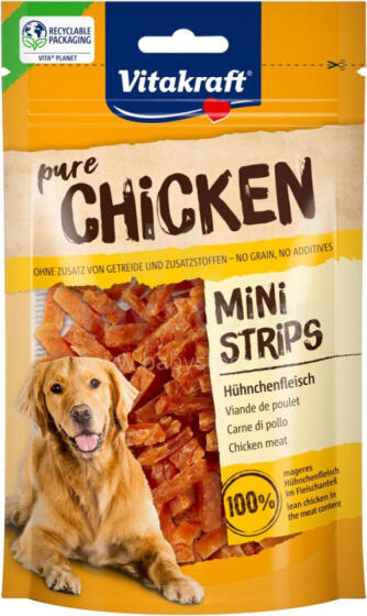 VITAKRAFT Mini Strips Chicken - suņu našķis - 80g