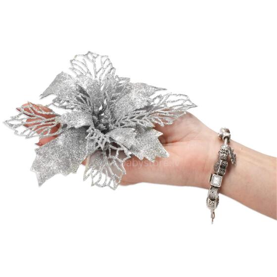 Poinsettia, artificial flower Springos CA0805, gold with glitter