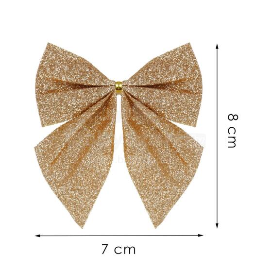 Christmas bows for the tree Springos CA1309  6 pcs glitter ornaments gold