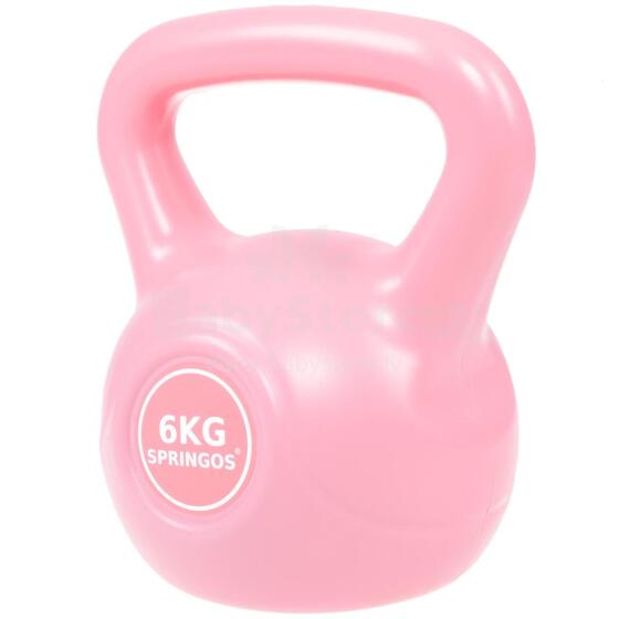 Kettlebell hantele ABS Springos FA1059 6kg, rozā svars