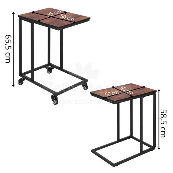 Coffee tables Springos HF0025, set of 2 pcs, side table with wheels, black-brown auxiliary table