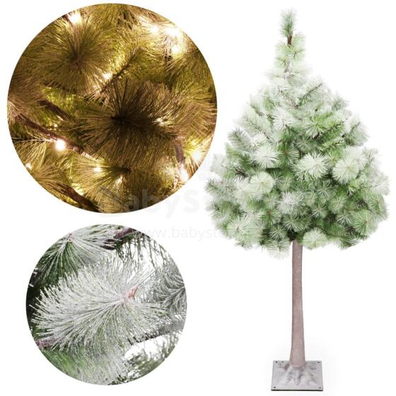 Mākslīgā eglīte uz stumbra ar apgaismojumu Springos CL0860, 128 LED, Ziemassvētku koks 150 cm, ar sniega efektu  Priekšrocības: