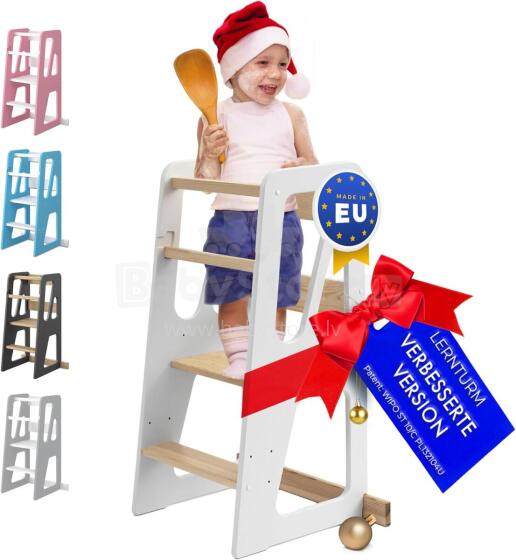 Wooden Learning Tower Art.224039 White koka bērnu kāpslītis/pakapiens [kāpslis]
