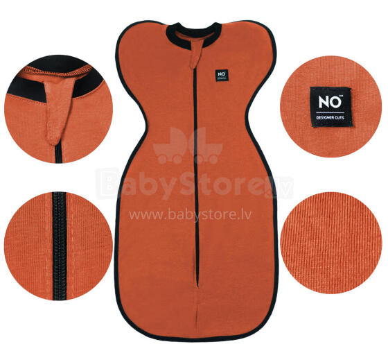 La Bebe™ NO Swaddle Up S Art.224712 Orange Kokvilnas guļammaiss-autiņš S izm.