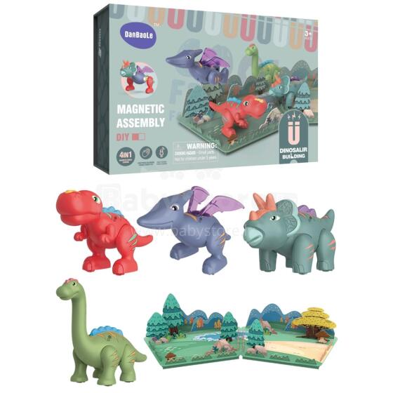 KLOCKI MAGNETYCZNE DINOZAURY 4 SZTUKI