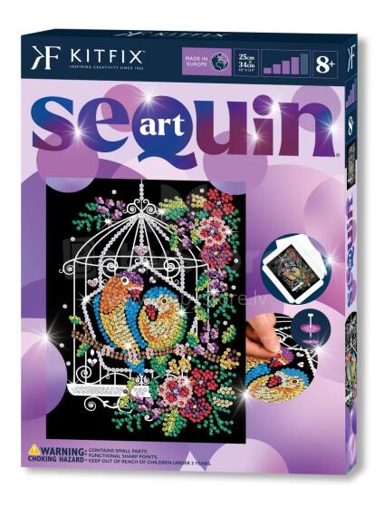 KITFIX Amatniecības komplekts Sequin Art Purple spīdumiņu māksla, Putnu būris