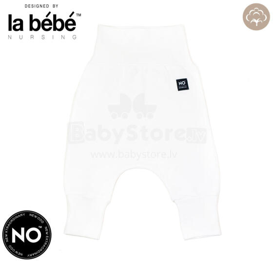 La Bebe™ NO Baby Pants Art.225948 White Zīdaiņu bikses ar plato jostu bez pēdiņam no kokvilnas