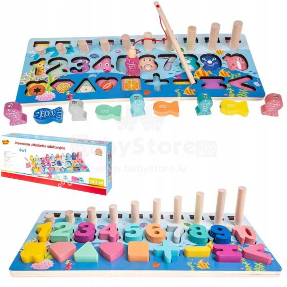 Smily Play Montessori 6 in 1  Art.SP84019 Koka puzle Montessori